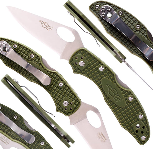 GANZO Firebird F759M Pocket Folding Knife, 440C Stainless Steel Blade, Anti-Slip Handle with Clip, Green