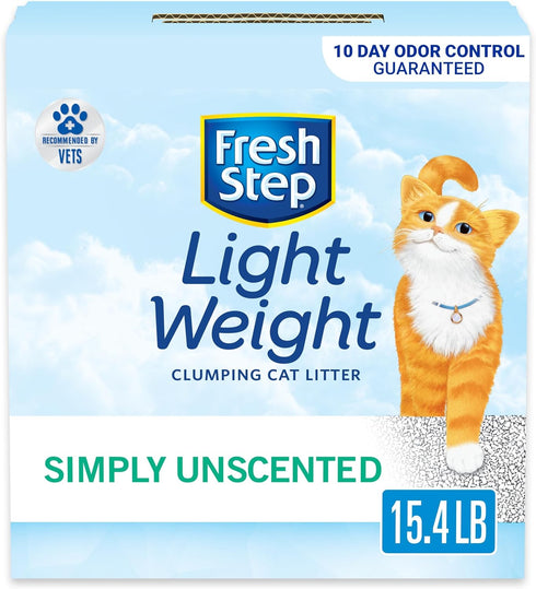 Fresh Step Lightweight Clumping Cat Litter, Unscented, 15.4 lb, Long Lasting Odor Control with Activated Charcoal