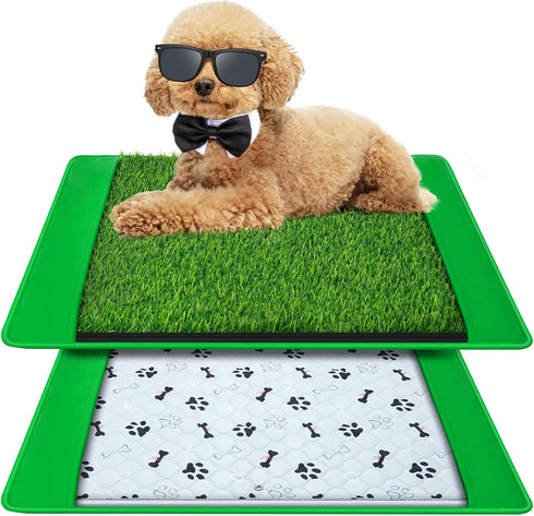Annexfun Dog Grass Mat with Pee Pad 2025", Small Dog Litter Box