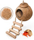 U0U Hermit Crab Coconut Husk Hut with Branch Ladder,Coconut House Hermit Crab