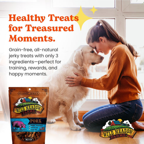 Wild Meadow Farms Classic Lamb Minis, Soft Jerky Training Treats for Dogs, Grain-Free, 3.5oz, All-Natural