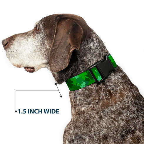 Buckle-Down St. Pat's Stacked Shamrocks Greens Plastic Clip Collar, Large, 15-26"