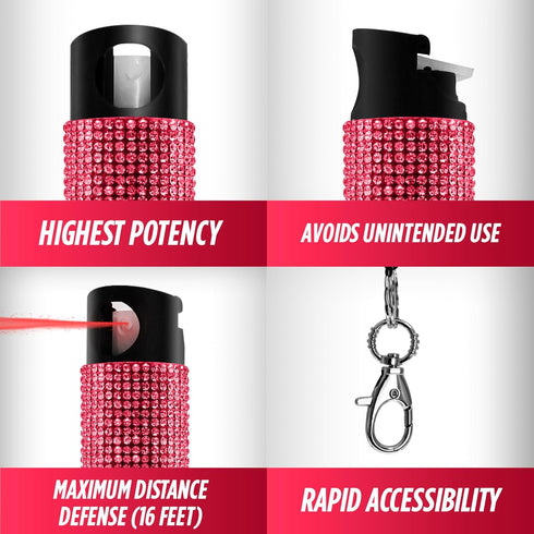 Guard Dog Security Bling it On Pepper Spray Keychain - Mini, Lightweight, Maximum Police Strength OC Spray, 16ft Range,