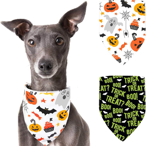 2 Pack Halloween Dog Bandana, Cat Holiday Bibs Scarf Accessories for Small Medium Large Dogs and Cats