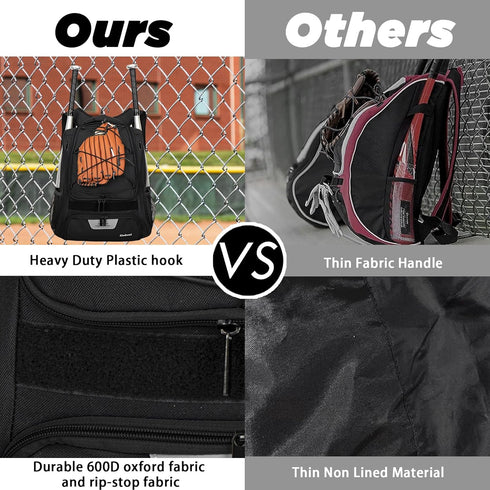 Goloni Youth Baseball Bag, Softball Bag with Shoes Compartment and Fence Hook for TBall Equipment