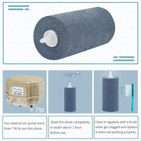 Pawfly 4 Inch Air Stone Cylinder - Bubble Diffuser for Larger Pumps, 4 Pack for Fish Tanks and Ponds