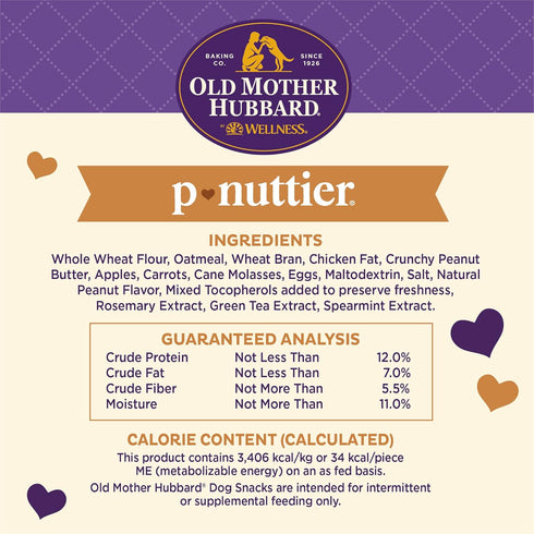 Wellness Old Mother Hubbard Classic P-Nuttier Natural Dog Treats, Crunchy Oven-Baked Biscuits, 20 Ounce Bag