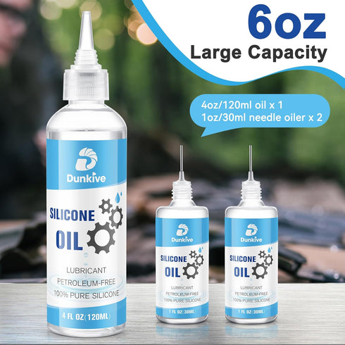 Dunkive 6 oz Airsoft Oil lubricating with Needle Oiler Pure Silicone Lubricant Airsoft Chamber Lube for Airgun
