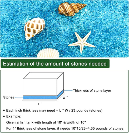 BXI 4.4 Lbs Small Aquarium Substrate Gravel Sand, Polished Smooth Fish Tank Gravel, Vibrant Blue Sea Glass