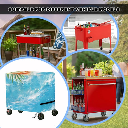 Xumfabuy 80 Cooler Cover, Sea Print Outdoor Bar Cart Cover Compatible with Most Quart Patio Cooler Cart, Ice Chest
