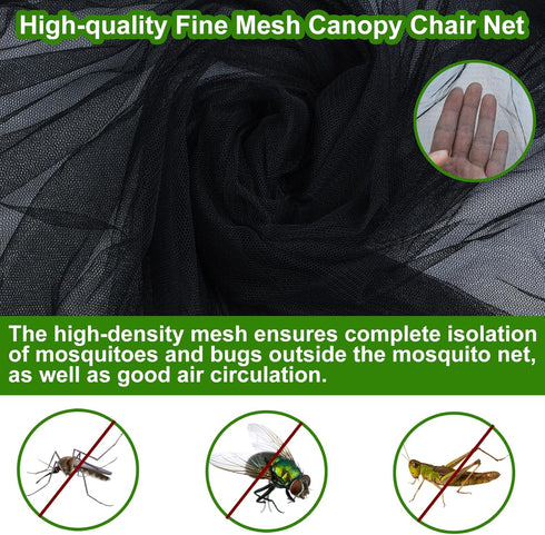 Emsiok 63"H 35"X32" Mosquito Net Cover for Canopy Chair, Bug Barrier Mosquitos Mesh Tent Black Chair Mosquito Netting