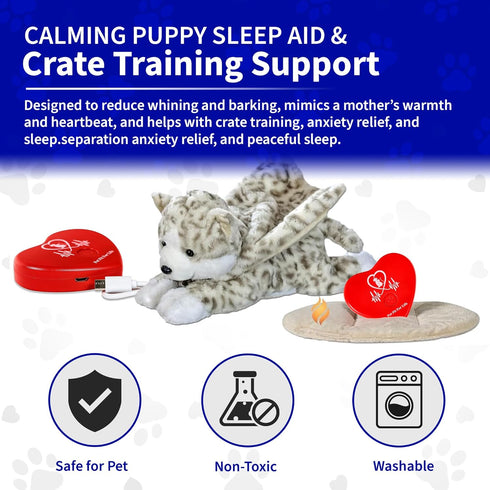 Pack Pet Fit For Life Stuffed Animal for Cats - Calming Sleep Aid with USB Rechargeable Heart Beat & Heat for Anxiety
