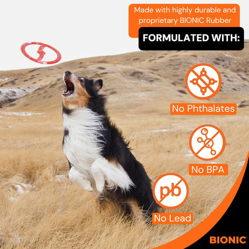 BIONIC Toss-N-Tug Dog Toy, High-Visibility Ultimate Multi-Action Toy