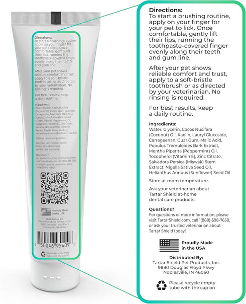 3 Oz. Tartar Shield Pro Care Natural Enzymatic Pet Toothpaste Kit Protects Against Plaque & Tartar - Freshens Breath