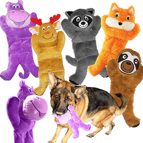 Jalousie 5 Pack 12'' Dog Toys Assortment - Plush Squeaky Toys for