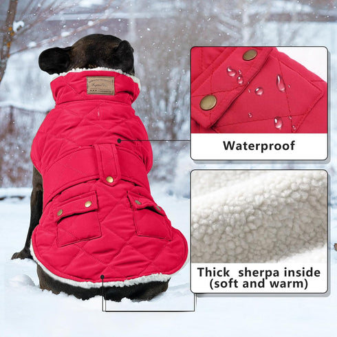KYEESE Dog Coat, Soft Pet Sweater for Cold Weather, Waterproof Winter Jacket with Leash Hole for Small Dogs