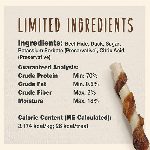 (50 Count) Cadet Gourmet Beef Hide Twist Chew Sticks, Long Lasting & Natural Chew Treats for Dogs, Inspected & Tested