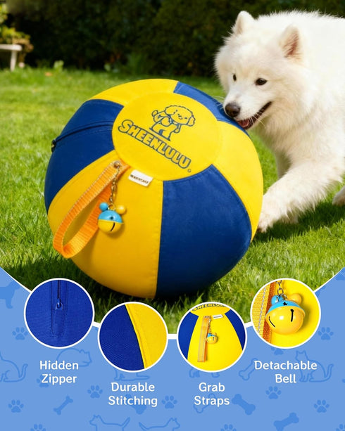 SHEENLULU 18'' Herding Ball for Dogs, Dog Traing Balls with Handle and Bell, Australian Shepherd, Border Collie, Cattle