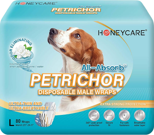 HONEY CARE All Absorb Petrichor Male Dog Wraps, Fresh Smell Dog Diaper,