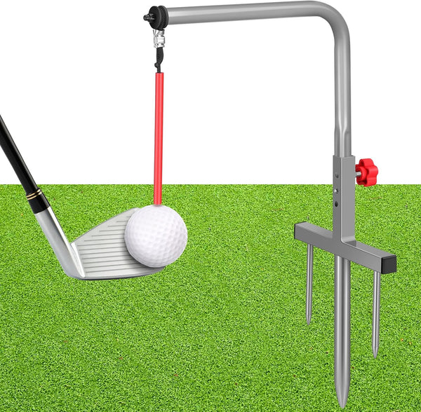 Poen Golf Swing Trainer - 1 Set Training Iron Practice Swing Groover with 3 Height Indoor Golf Simulator Accessories