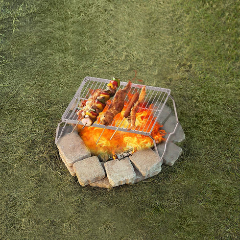 REDCAMP 13.6" Small Folding Campfire Grill - 304 Stainless Steel Portable Grill with Carrying Bag