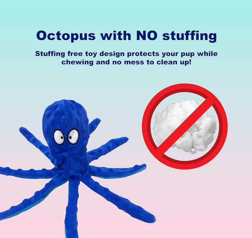 Squeaky Dog Toys for Small, Medium, and Large Breeds, Tough Durable Soft Crinkle Plush Puppy Toys (Octopus+Ducky) 2 Pack