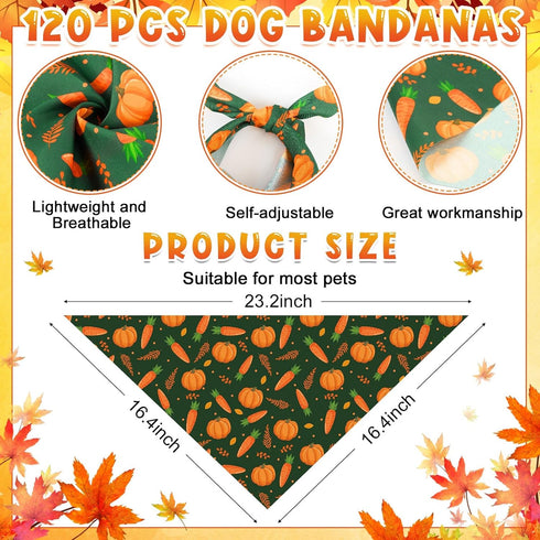 120 30 Sanwuta Pcs Thanksgiving Fall Bandanas for Dogs Bulk Pumpkin Maple Leaf Triangle Dog Bandana Autumn Washable Pet