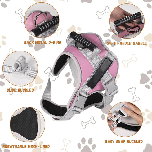 Heavy Duty No-Pull Dog Harness and Leash Set for Large Dogs, Reflective Adjustable Training Vest (Black, Size L)