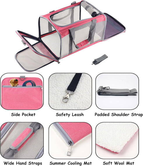 Cat Dog Carrier for Small Medium Pets, Portable Soft Carrier for Large Medium Cats and Puppies, Airline Approved