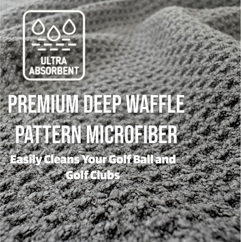 Multi-Function Magnetic Golf Towel with Wash Pocket, Magna-Anchor Technology, Waffle Pattern, Ball Scrubber
