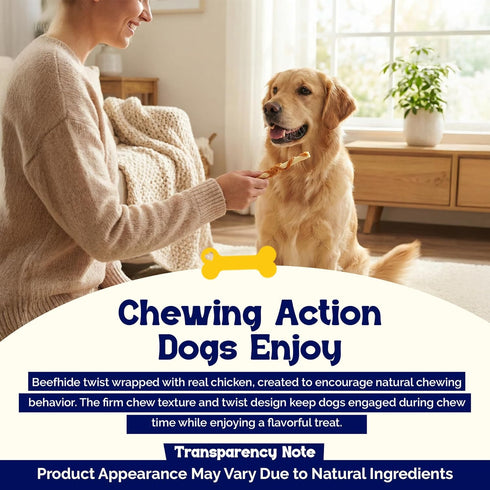 5in 36oz Beefeaters Beefhide Twist Sticks with Real Chicken - Dog Rawhide Chews for Clean Teeth & Training, High