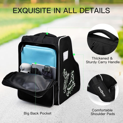 Skate Bag for Adults Roller Skates, Large Capacity Ice Skates Carry Bag with Adjustable Shoulder Strap, Nylon Inline