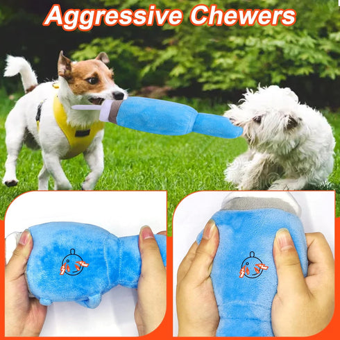 BABORUI Cute Squeaky Dog Toys Cup, Safety Design Dog Birthday Toy for Small/Medium/Large Aggressive Chewers (Blue)