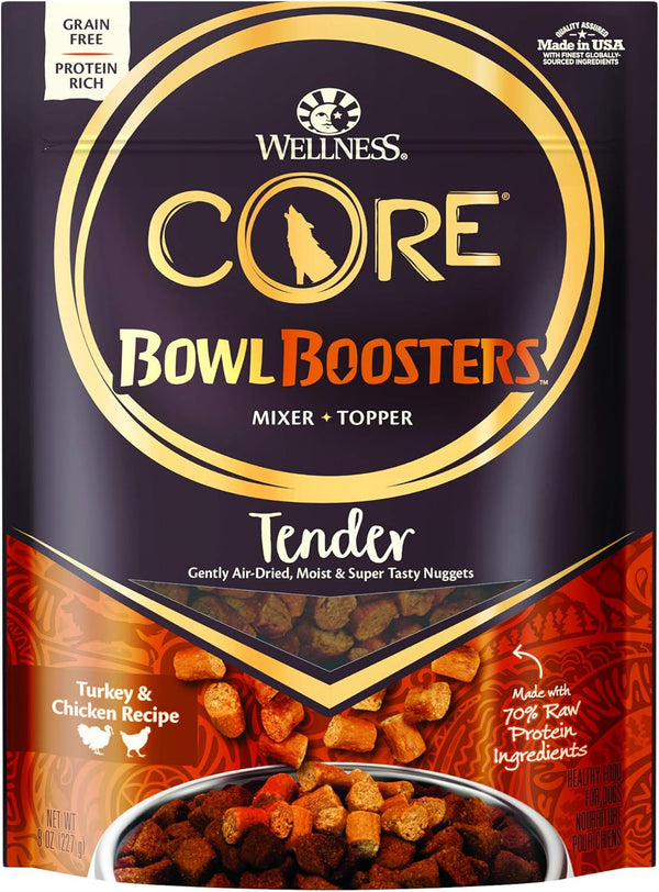 Wellness CORE Natural Grain Free Bowl Boosters, Dog Food Mixer or Topper (Turkey & Chicken, 8-Ounce Bag)