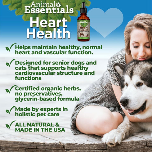 Animal Essentials Heart Health Supplement for Dogs & Cats - 2 Fl Oz, Organic Hawthorn Berry