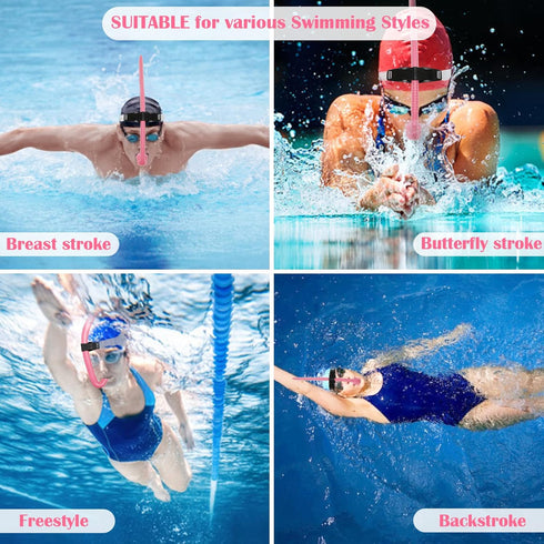 Swim Snorkel for Lap Swimming, Front Mounted Training Gear with Comfortable Head Pads and Silicone Mouthpiece