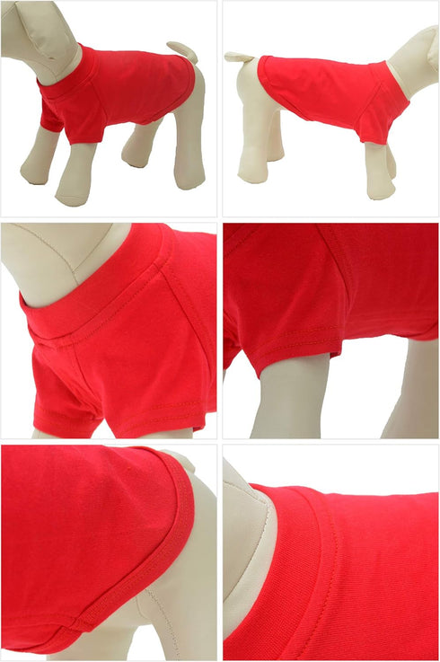 Lovelonglong Pet Clothing Dog Costumes Basic Blank T-Shirt Tee Shirts for Small Dogs, Red S
