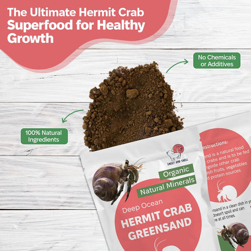 Hermit Crab Supplement Bundle Greensand, Oyster Shell Powder and Worm Castings Molting Support, Natural Calcium