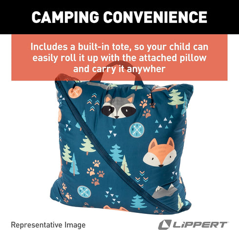 Thomas Payne Children’s Road Trip Sleeping Bag for Camping, Machine Washable with Carrying Tote
