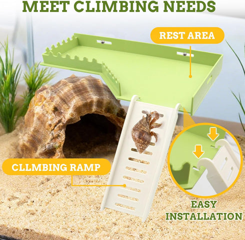 Simaixing Hermit Crab Platform with Ladder and Food Dish Hermit Crab Climbing Toys for Habitat Hermit Crab Supplies