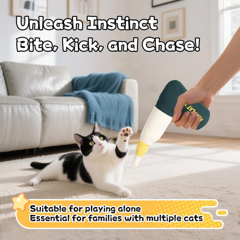Plush Catnip Drill Toy for Cats Durable, Bite-Resistant Chew Toy Filled with Natural Catnip, Interactive Indoor Play