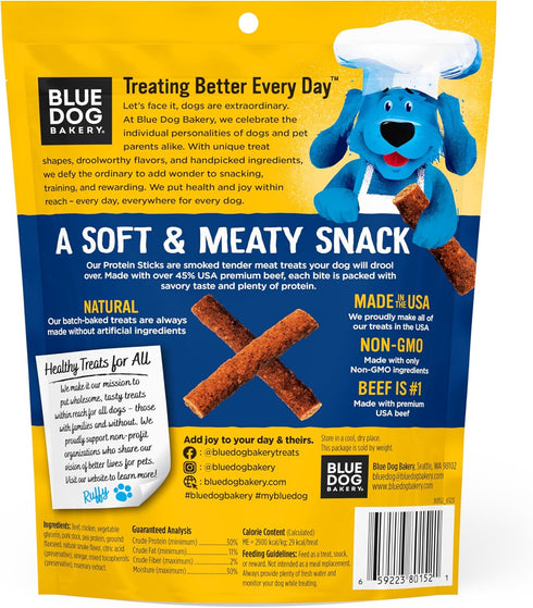 #1 6 oz (Pack 1) Blue Dog Bakery Protein Jerky Meat Sticks, Made w/USA Beef Ingredient, Healthy Dog Treats, All