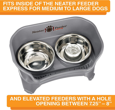 Neater Pet Brands Stainless Steel Slow Feed Bowl for Dogs or Cats - 3 Cup, Fits Neater Feeders & Other Raised Feeders