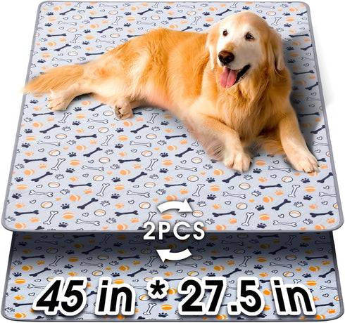 Hompet Washable Pee Pads for Dogs, 45"x27.5", 2-Pack Thick Heavy Absorbency Reusable