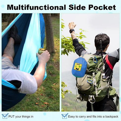 SZHLUX Camping Hammock with 2 Tree Straps, Double & Single Portable Hammocks for Hiking, Backpacking, Hunting, Outdoor,