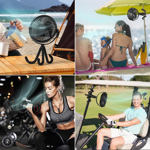 COMLIFE 10000mAh 50H 3-Speed 360Rotate AMACOOL Baby Stroller Fan, Rechargeable, Ultra-long Runtime, Portable Clip on