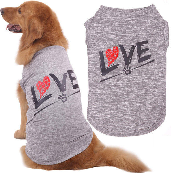 Dog Shirts Love Puppy Shirt for Pets, Sleeveless Vest T-Shirt, Apparel for Dogs Cats (5X-Large, Grey-Pet)