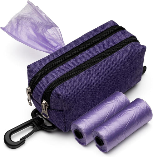 Premium Dog Poop Bag Holder for Leash, Stylish Dispenser for Easy Cleanup, Ideal for Dogs and Outdoor Walks (Purple)