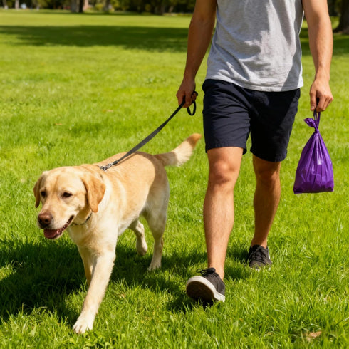 Cats,6 (90 Count) Purple T-Shirt Poop Bags with Easy-Tie Handles Leak-Proof, Extra Thick Waste Bags for Small Dogs