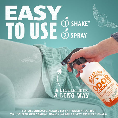Angry Orange Pet Odor Eliminator for Strong Odor - Enzyme Deodorizer for Home, Dog or Cat Pee Smells, 24 Fl Ounces